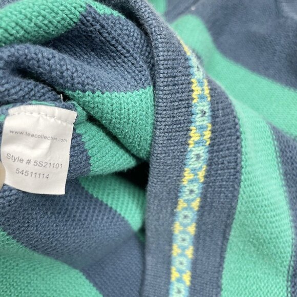 Tea Collection Kids XS 2-3 Eden Gardens Sweater Parrot Green Striped Pima Cotton - Picture 7 of 7